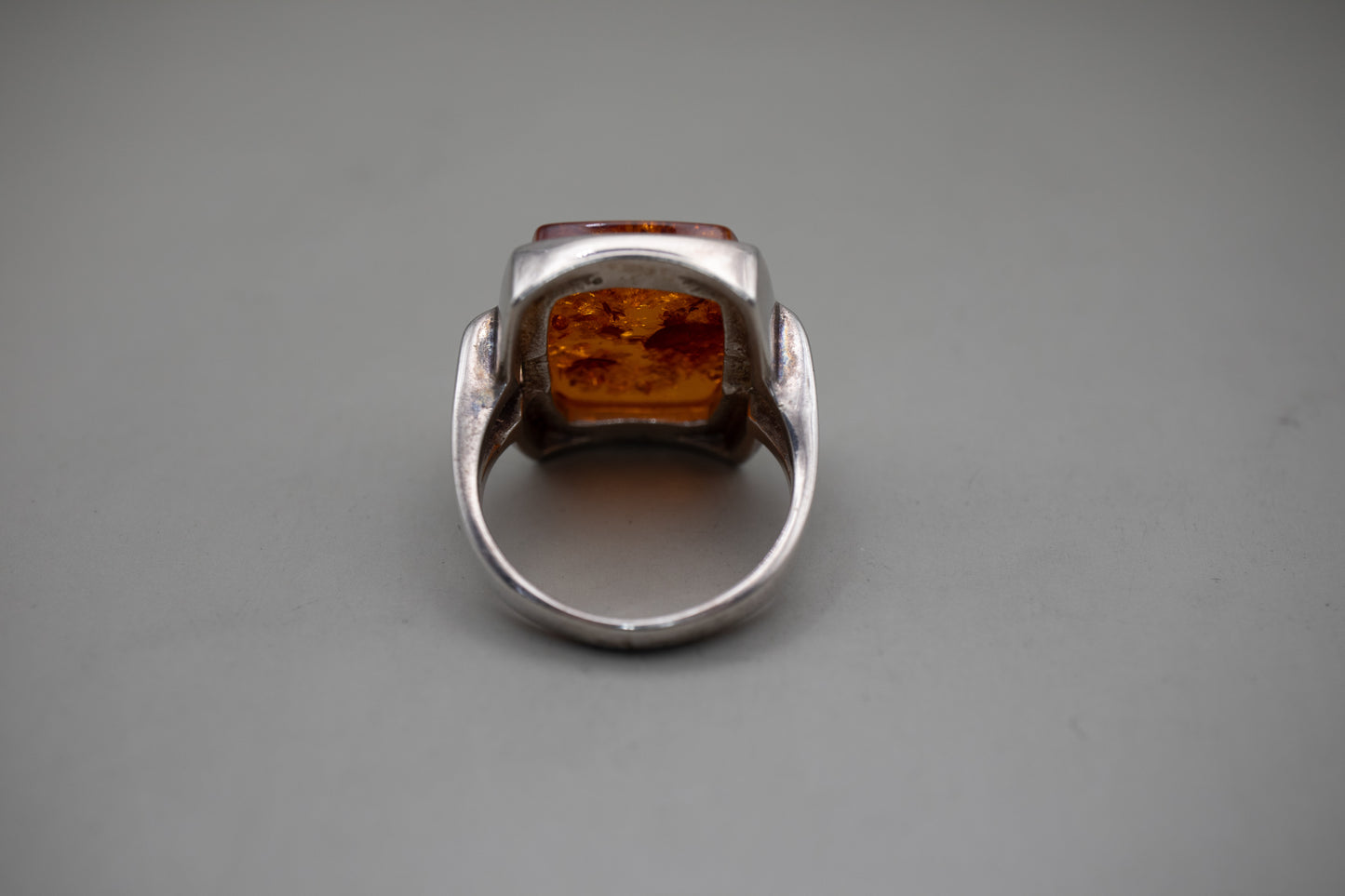 Vintage Modernist Baltic Amber Sterling Silver Ring