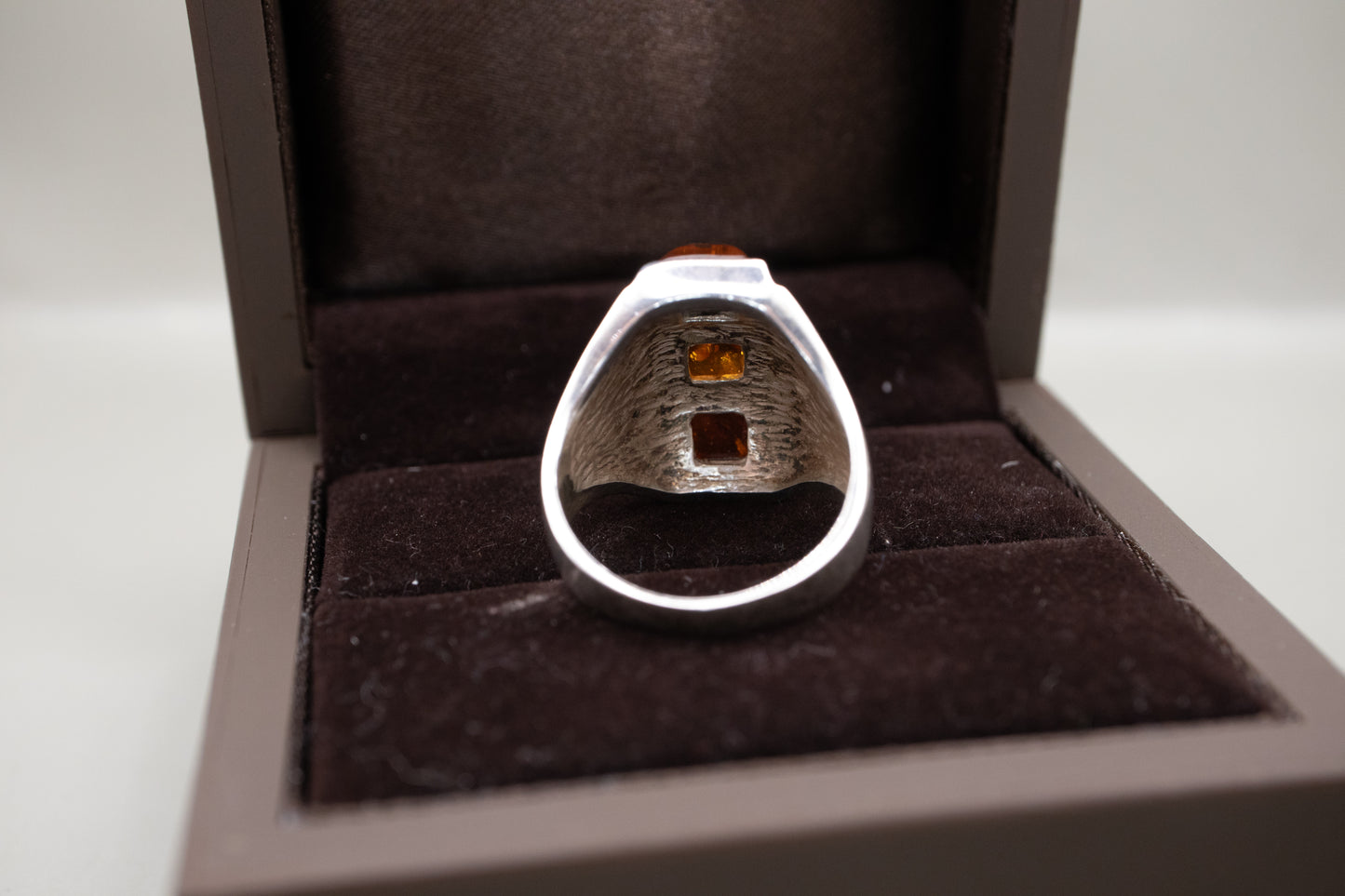 Vintage Sterling Silver Channel-Set Baltic Amber Ring