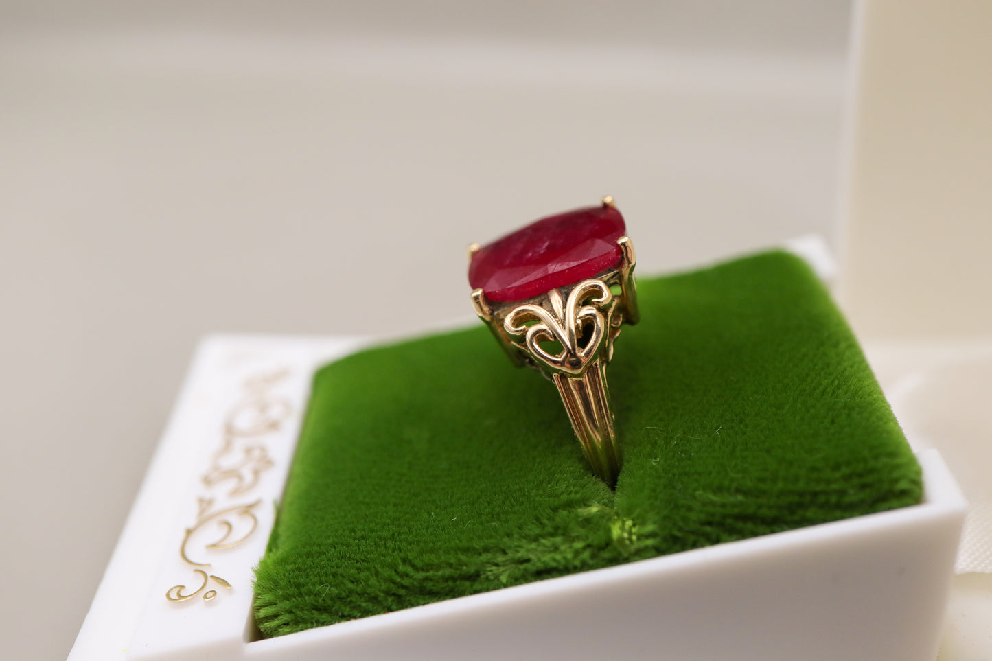10K Yellow Gold Natural Ruby Cocktail Ring
